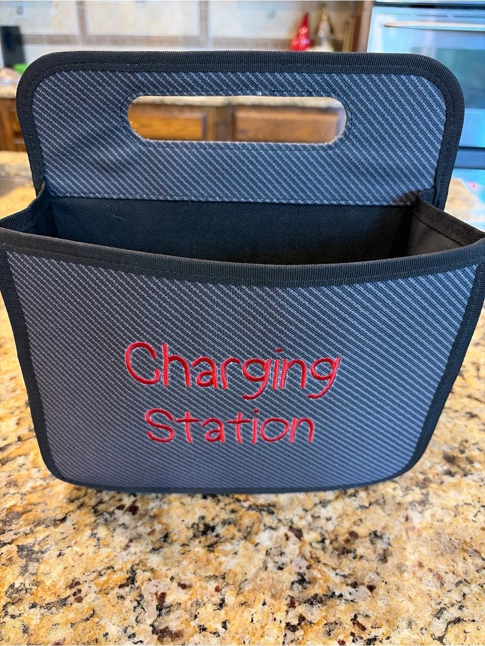 Thirty-one Gifts Charcoal Cross hatch Double Duty Caddy Charging station